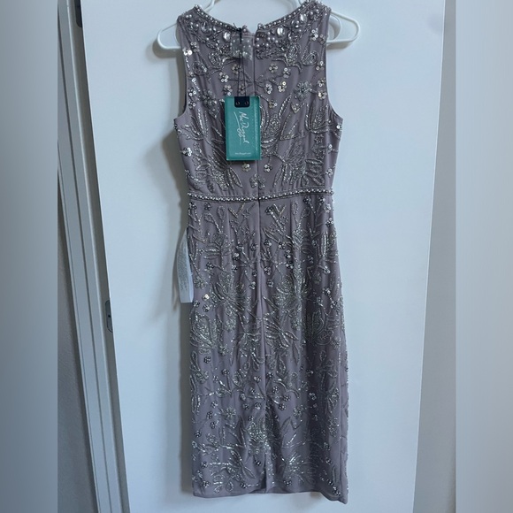 NWT Mac Duggal Sleeveless Beaded Midi Cocktail Dress with Back Slit - Picture 7 of 11